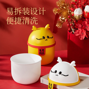 <b>Mini</b> Desktop Plastic Trash Can With Flip Lid Tiger Rabbit Dragon Design For Student Dorm <b>Storage</b> - Product Image 3