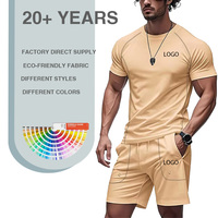 Conjunto Deportivo de Verano para Hombre, de Buena Calidad, Secado Rápido, Alta Elasticidad, Camiseta de Manga Corta y Pantalones Cortos para Entrenamiento