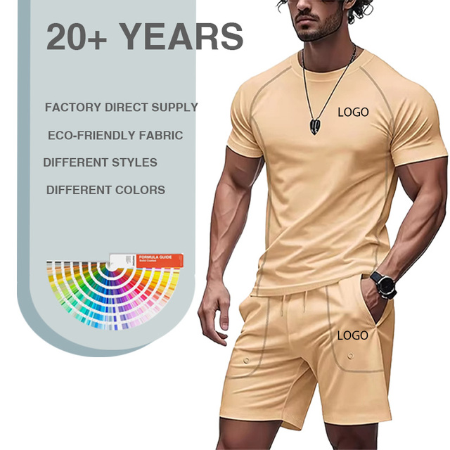 Good Quality Streetwear Summer Men's Quick Dry Short Tracksuits High Elasticity Training Sports Short Sleeve T Shirt Shorts Sets