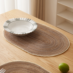 Bán Buôn Hình Bầu Dục Placemats Bện Dệt Nơi Thảm Có Thể Giặt Chịu Nhiệt Bảng Thảm Cho Bàn Ăn - Product Image 2