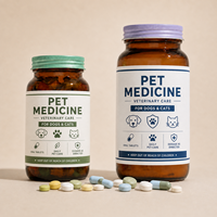 Bouteille en verre ambré pour médicaments pour animaux de compagnie, 60 ml, 75 ml, 120 ml, 200 ml, 300 ml, pour chiens, chats, vitamines, comprimés, capsules, fabricant d'emballages personnalisés