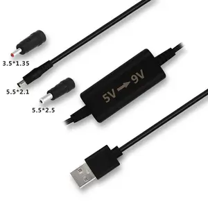 USBブースター5V〜9V 5.5mm 2.1mmDC円形オスコネクタテスタールーター用ステップアップ充電器コンバーター