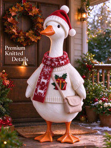 Déguisement de Noël pour oie de porche, ensemble chapeau de Père Noël, écharpe et pull, pour statue d'oie de jardin, décoration de vacances pour extérieur, jardin et cour - Product Image 5