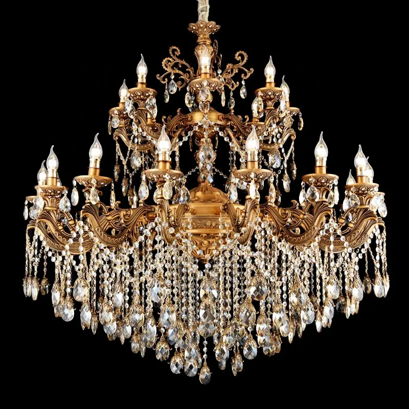 Modern Large Luxury Gold Crystal Chandelier Alloy K9 Crystal Chandelier High-end LED Crystal Hanging Pendant Chandelier