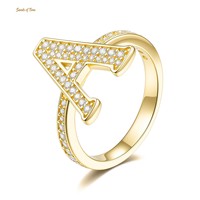 Bague personnalisée pour homme en argent sterling 925 plaqué, sertie de moissanite VVS, motif lettre alphabet, style rappeur