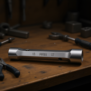 Clé à douille hexagonale chromée Fervi, douilles doubles carrées, tailles de pointe 13/17 mm, poignée droite - Réparation automobile professionnelle - Product Image 3