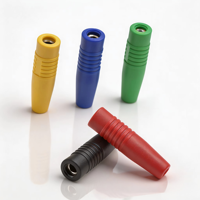 Connecteur Électrique Circulaire 4mm à Douille Banane Femelle, Cœur en Cuivre Pur, Gaine en Caoutchouc Souple, Rouge et Noir