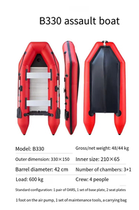 Bote Inflable Deportivo con Fondo de Aluminio de 0.9/1.2 mm de Grosor, Material de PVC y Goma, Bote Inflable Plegable 330 - Product Image 5