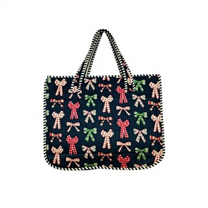 bow charm everyday bag ribbon bliss quilted tote bag velvet <b>candy</b> ribbon quilted carryall elegant bows market tote - Product Image 6