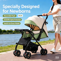 Poussette pliable pour bébé, position assise et allongée, 4,0 kg, tissu Oxford léger, inclinaison réglable, pour les voyages et l'usage quotidien, vente en gros OEM