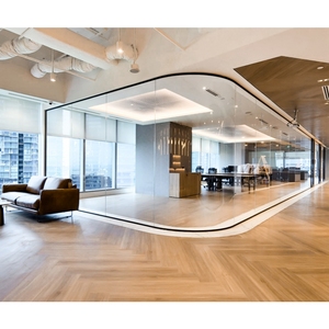 Đầy đủ chiều cao hiện đại cách âm kính không khung phân vùng Tường Cong văn phòng kính phân vùng với kính trong suốt - Product Image 2