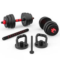 PINJIAN Fitness Cement Ensemble d'haltères 4 en 1 10-40 kg, haltères réglables, haltères à barre, kettlebell, haltères réglables pour la salle de sport, haltères réglables 20 kg
