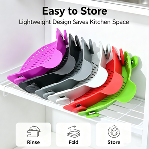 Égouttoir à riz en silicone personnalisé avec logo, clip de fixation, égouttoir de cuisine OEM personnalisé avec bec verseur, vente en gros - Product Image 4