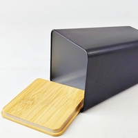 Boîte en métal vide de style européen, hermétique, pour thé, café, sucre, organisateur de cuisine avec couvercle en bois