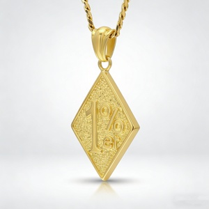 สร้อยคอสแตนเลสสตีลวินเทจทรงรอมบัส 1%er  แบบปรับแต่งได้  แฟชั่นเท่สไตล์สตรีท  จี้โลโก้สำหรับผู้ชาย - Product Image 3