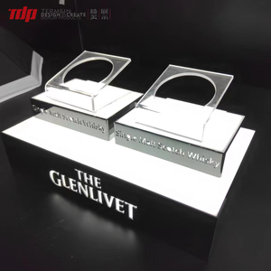 حامل عرض TDP مع إضاءة LED لعرض زجاجات الويسكي، رف لعرض النبيذ والبيرة والكحول والفودكا والتيكيلا، حامل عرض لزجاجتين - Product Image 3