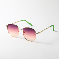 Lunettes de soleil classiques rondes à monture métallique intégrale UV400, verres colorés rose, vert, jaune, rouge, lunettes de soleil rétro pour femmes