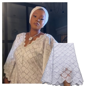 Tessuto in Pizzo Guipure Africano <span class=keywords><strong>Bianco</strong></span> con <span class=keywords><strong>Paillettes</strong></span> di Lusso 2024 Nuovo Pizzo Idrosolubile per Abiti da Sposa Nigeriani 4025 - Product Image 1