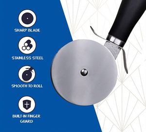 Kitchen Pizza Kit Gadgets Stainless Steel Pizza Cutter <b>Knife</b> Shovel Round Shape Wheels Cutters Cake <b>Bread</b> Pie Cutting - Product Image 4