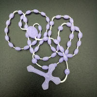Collier Chapelet Lumineux en Plastique Style Perles de Chapelet Croix Catholique Chrétienne Cadeau Religieux Promotionnel - Vente Chaude