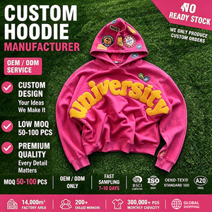 Sudadera con capucha y parche bordado de chenilla personalizado al por mayor OEM, sudadera oversize de streetwear con bordado, fábrica de ropa de alta calidad - Product Image 1