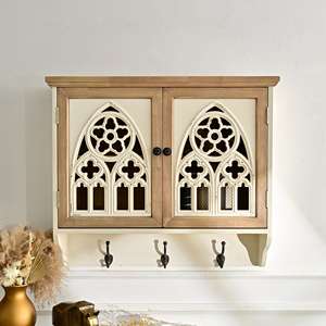 INNOVA Panneau décoratif mural artisanal en bois sculpté, style ferme, avec crochets de rangement pour salon - Product Image 1