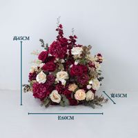 K87 Burgunderrot Rosa Künstliche Rosenblumen-Kugel Dahlie Rosen-Tischdekoration Eukalyptus Hochzeitstisch Seidenblumen-Arrangement Deko