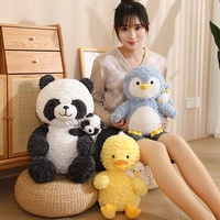 Nouvelle conception mignonne et créative : Peluche pinguin, canard, paresseux, panda, mère et enfant – Jouet en peluche doux et poupée animale en tissu.