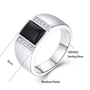 Anillo de Plata de Ley 925 con Piedra de Ónix Negro Rectangular Único, Personalizado con Resina y Cenizas, para <span class=keywords><strong>Hombre</strong></span> - Product Image 4