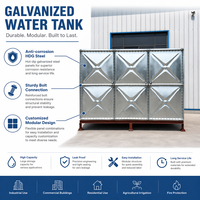 Réservoir d'eau modulaire galvanisé de grande capacité (100m³, 200m³, 300m³) pour la gestion des eaux de pluie
