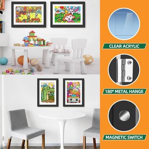 Marco para Cuadros de Niños, Plegable, Diseño Moderno, para Montar en la Pared, Intercambiable, en Negro, Marrón, Gris, A4, A3, A2, 9X12 - Product Image 3
