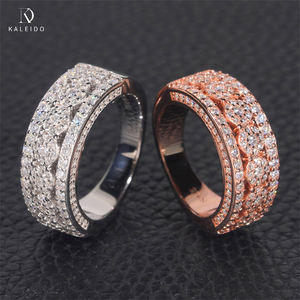 High Quality Prong Setting Shining Jewelry 925 Silver Iced Out Hip Hop Vvs <strong>Moissanite</strong> Diamond Half Band Eternity Band <strong>Ring</strong> <strong>Men</strong> - Product Image 1