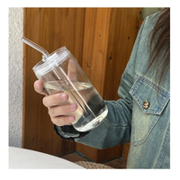 Gobelet en verre transparent à double paroi de 16 oz, pré-percé pour sublimation, avec couvercle en bambou et paille en plastique, qualité alimentaire, entrepôt USA