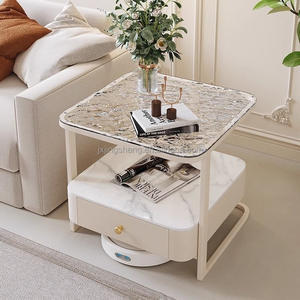 <span class=keywords><strong>Canapé</strong></span> de salon nordique Table d'angle de luxe légère multifonctionnelle Table d'appoint avec plaque de <span class=keywords><strong>roche</strong></span> - Product Image 1