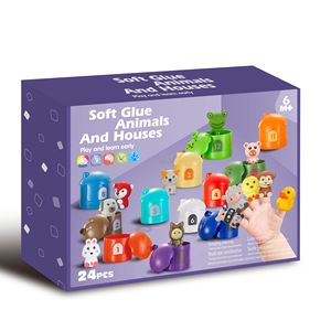 24 marionnettes à doigts Montessori pour l'éducation précoce, animaux et maisons mignons, jeu d'association pour enfants - Product Image 2