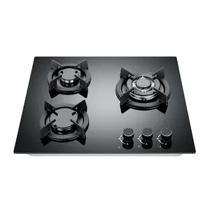 Dapur Kaca Tempered Built-In 3 Burner Kompor Gas Kaca Tempered Rumah Tangga Cocina De Gas CKD SKD Gas Hob