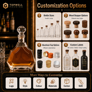 Bouteille en verre transparente de luxe personnalisée pour vodka, gin, whisky, tequila, brandy, spiritueux, avec <span class=keywords><strong>bouchon</strong></span> en verre, 1000 ml - Product Image 2