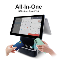 Win10 Tout en Un Pos Caisse Enregistreuse Double Écran Intel I5 Pos Terminal QR Code Scanner Pos Matériel avec Imprimante Thermique 58/80mm