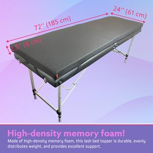 TenderPlayful Lash Bed Foam Topper Tapis <span class=keywords><strong>de</strong></span> <span class=keywords><strong>table</strong></span> <span class=keywords><strong>de</strong></span> <span class=keywords><strong>massage</strong></span> en mousse à mémoire <span class=keywords><strong>de</strong></span> 2.5 <span class=keywords><strong>pouces</strong></span> pour spa et salon - Product Image 2