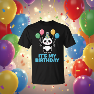 Camiseta de algodón unisex para adultos con diseño de panda kawaii, para fiesta de cumpleaños, It's My Birthday - Product Image 1