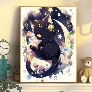 Schöne Katzen nach Zahlen malen-Set Ölgemälde Tier Farbton Digitalbilde 40 × 50 cm