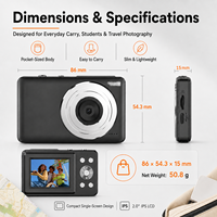 Appareil photo numérique ultra-fin DC03C 48MP 720P avec écran IPS de 2,0 pouces, appareil photo compact portable avec batterie amovible, 9 filtres, 13 cadres photo