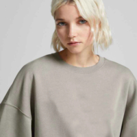 Sweatshirt Wanita Premium Nyaman Kerah Bulat Lengan Panjang Bahan Fleece Katun 100% dengan Logo Custom di Bagian Depan untuk Musim Dingin