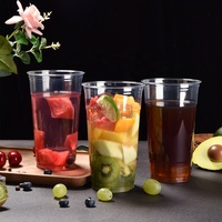 Tasse en plastique PET transparente jetable de grande capacité de 400ml avec couvercle Conteneur de nourriture pour boissons froides Tasses à emporter avec couvercle