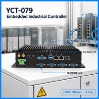 Passerelle IoT sans ventilateur YCT-079, 6 ports COM RS232 RS485, double LAN, Intel I3/I5/I7 13e génération, Windows 11/Linux, ordinateur embarqué, 4/8/16 Go de RAM