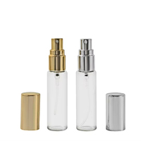 Flacon en verre transparent écologique de 10 ml avec pulvérisateur à pompe en aluminium et tube à capuchon long, mini flacon de parfum vide en verre