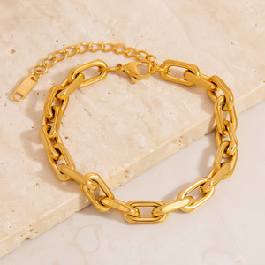 สร้อยข้อมือสแตนเลส18K ชุบทองห่วงโซ่เรขาคณิตเครื่องประดับ unisex - Product Image 2
