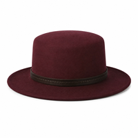 Chapeau Fedora en feutre à large bord avec logo personnalisé et accessoires de ceinture, pour femmes, automne-hiver, pour fêtes et occasions formelles, vente en gros usine, modèle uni