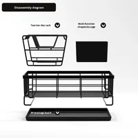 Support de rangement de comptoir de cuisine en métal minimaliste Hot Mail pour bols et baguettes, avec égouttoir double couche, multifonctionnel