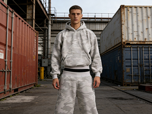 Conjunto Deportivo Personalizado <span class=keywords><strong>para</strong></span> <span class=keywords><strong>Hombre</strong></span>, Camuflaje, Felpa Francesa, Algodón, 2 Piezas, Estilo Urbano Holgado, Sudadera con Capucha y Pantalones Deportivos - Product Image 4